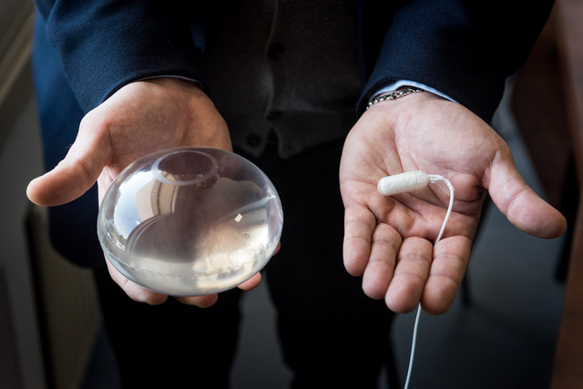 The Allurion balloon and swallowable capsule held side by side